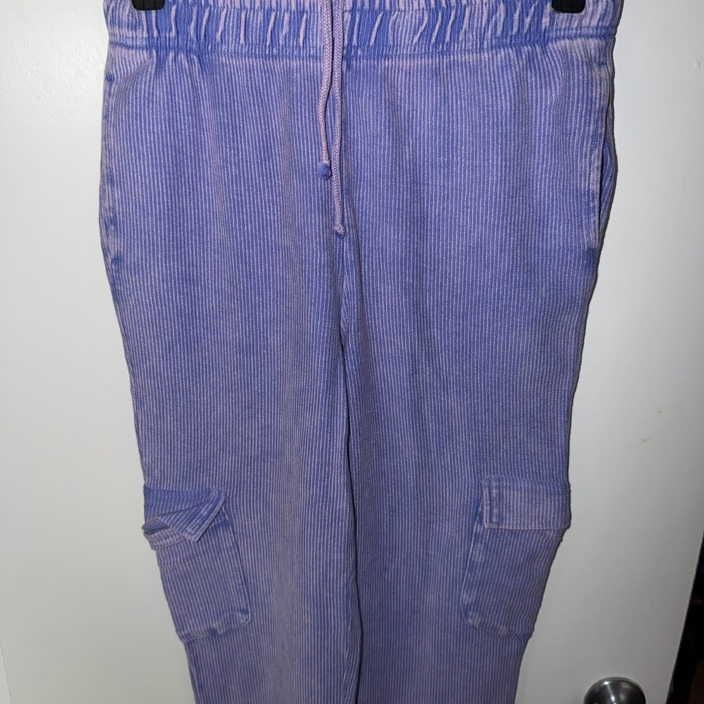 Purple Corduroy Cargo Pants
